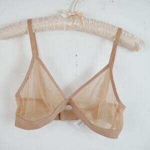 Gap Body Mesh Triangle Bralette Sheer Nude Size Small Stretch Nylon Bra NWT